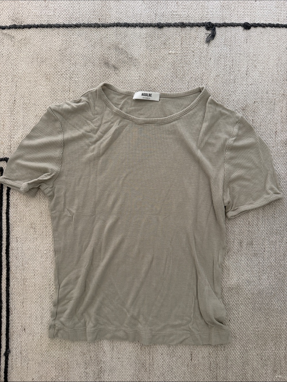 Agolde Women's Short Sleeve Ribbed Tee in Olive